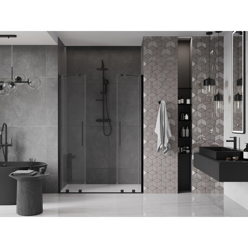 Mexen Velar Duo sliding shower doors 150 cm, transparent, black - 871-150-000-02-70