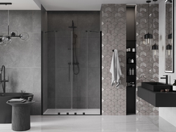 Mexen Velar Duo sliding shower doors 150 cm, transparent, black - 871-150-000-02-70