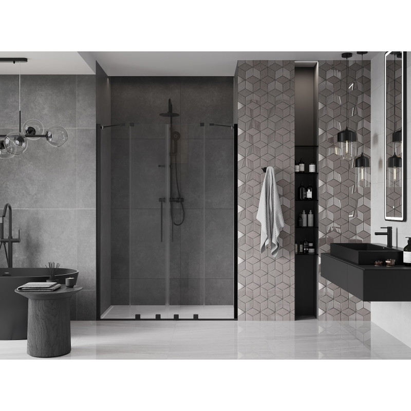 Mexen Velar Duo sliding shower doors 160 cm, transparent, black - 871-160-000-02-70