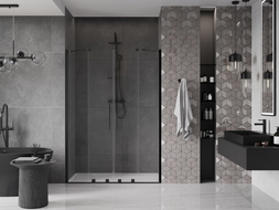 Mexen Velar Duo sliding shower doors 160 cm, transparent, black - 871-160-000-02-70