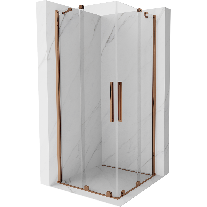 Mexen Velar Duo schuif douchecabine 100 x 100 cm, transparant, roze goud - 871-100-100-02-60