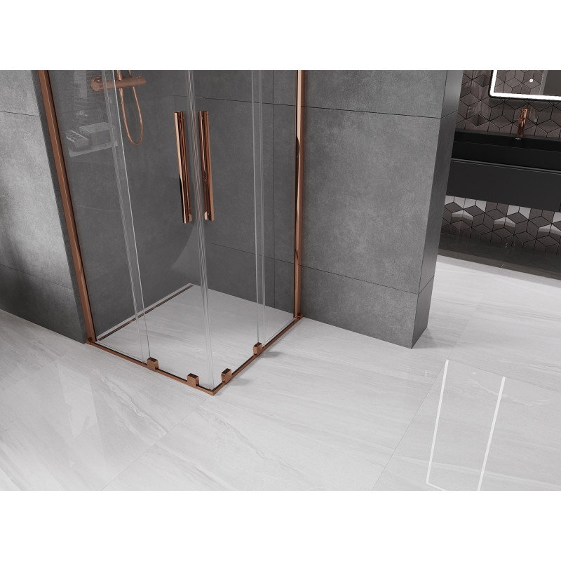 Mexen Velar Duo sliding shower cabin 100 x 100 cm, transparent, rose gold - 871-100-100-02-60