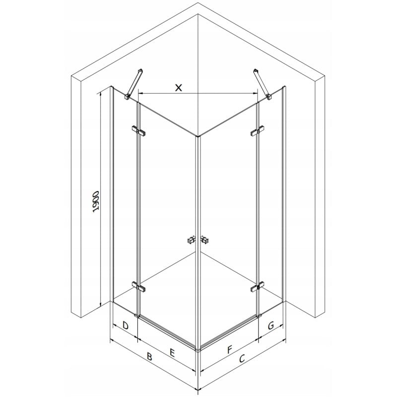 Mexen Roma Duo Duschkabine schwenkbar 120 x 90 cm, transparent, Chrom - 854-120-090-02-00