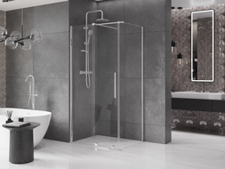 Mexen Velar klizni tuš s kliznim vratima 90 x 70 cm, prozirni, krom - 871-090-070-01-01