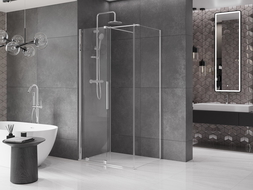 Mexen Velar skjutbar duschkabin 90 x 75 cm, transparent, krom - 871-090-075-01-01