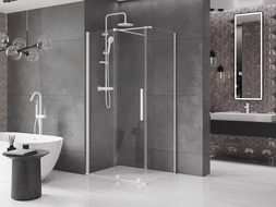 Mexen Velar συρόμενη καμπίνα ντους 110 x 120 cm, διαφανής, λευκή - 871-110-120-01-20