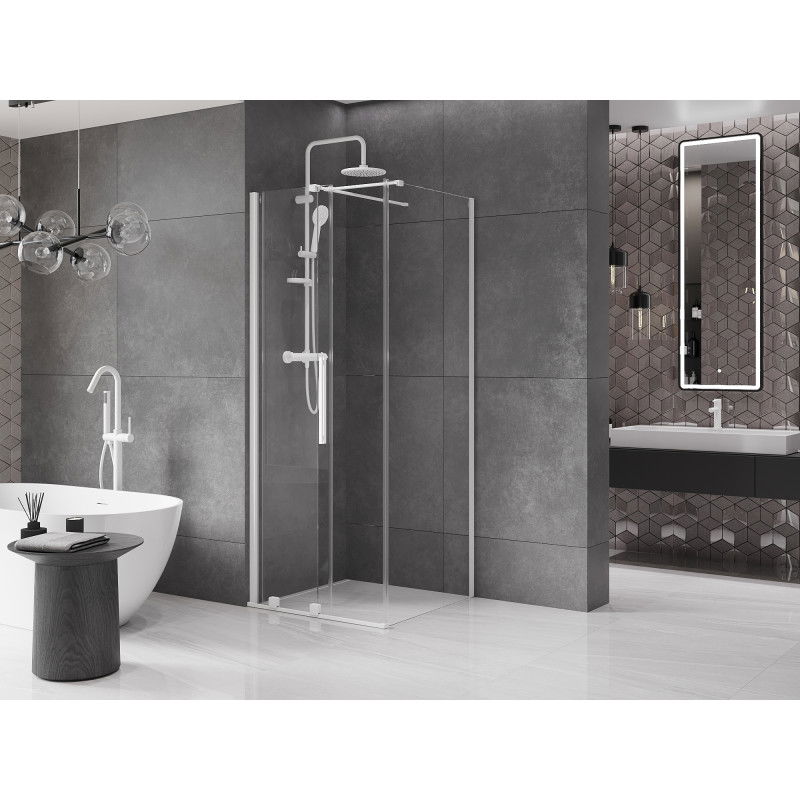 Mexen Velar bīdāms dušas kabīne 90 x 90 cm, caurspīdīga, balta - 871-090-090-01-20