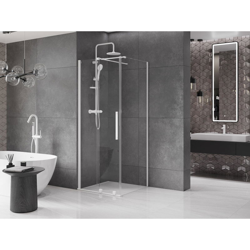 Mexen Velar Schiftduschkabinn 90 x 90 cm, transparent, wäiss - 871-090-090-01-20