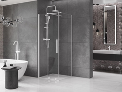 Mexen Velar cabine de douche coulissante 110 x 110 cm, transparent, blanc - 871-110-110-01-20