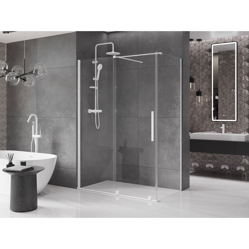 Mexen Velar cabina doccia scorrevole 130 x 75 cm, trasparente, bianca - 871-130-075-01-20