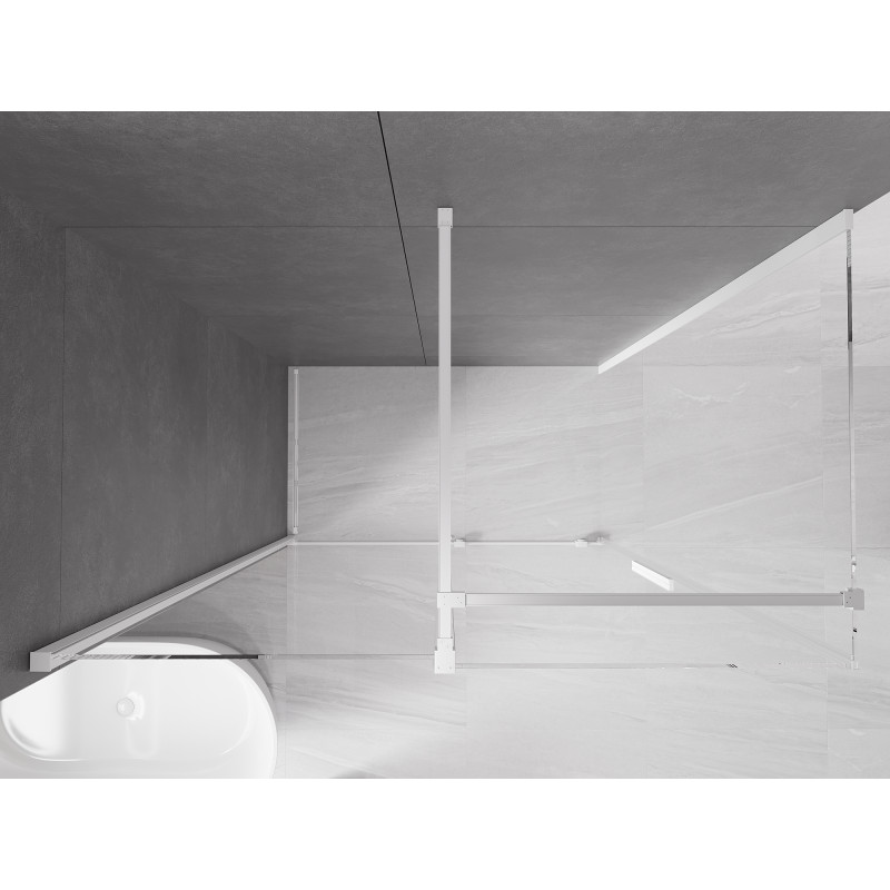 Mexen Velar drsna tuš kabina 140 x 75 cm, prosojna, bela - 871-140-075-01-20