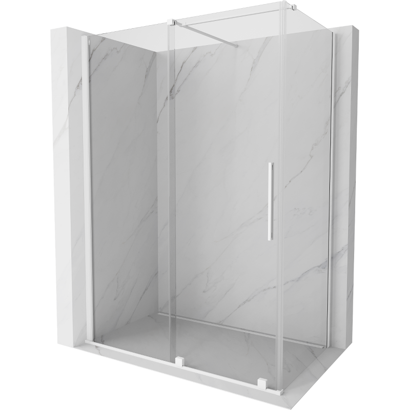 Mexen Velar cabina doccia scorrevole 160 x 90 cm, trasparente, bianca - 871-160-090-01-20