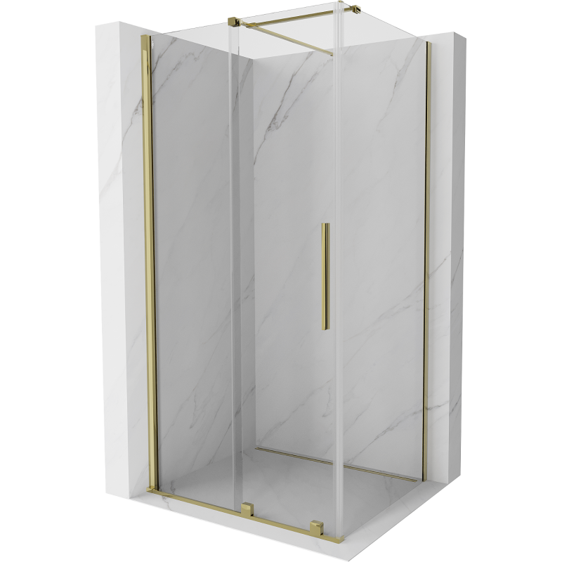 Mexen Velar extendable shower cubicle 90 x 85 cm, transparent, gold - 871-090-085-01-50