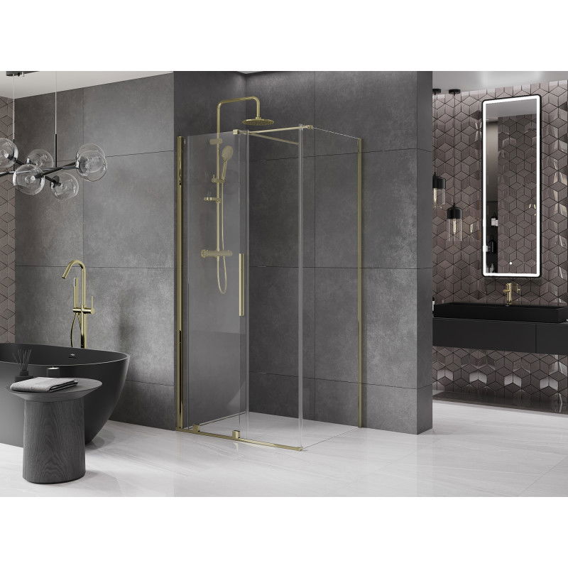 Mexen Velar cabina doccia scorrevole 120 x 70 cm, trasparente, oro - 871-120-070-01-50