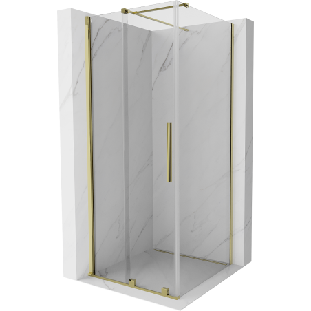 Mexen Velar skjutbar duschkabin 120 x 120 cm, transparent, guld - 871-120-120-01-50
