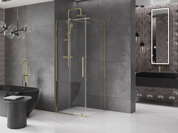Mexen Velar sliding shower cabin 120 x 120 cm, transparent, gold - 871-120-120-01-50