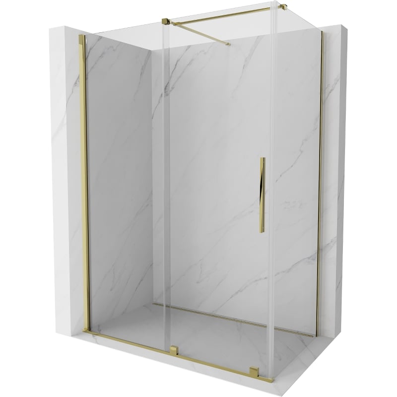 Mexen Velar verschiebbare Duschkabine 140 x 70 cm, transparent, gold - 871-140-070-01-50