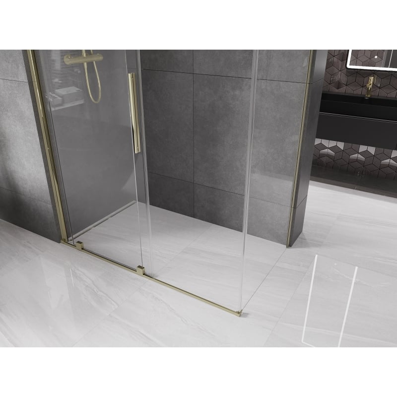Mexen Velar verschiebbare Duschkabine 140 x 70 cm, transparent, gold - 871-140-070-01-50