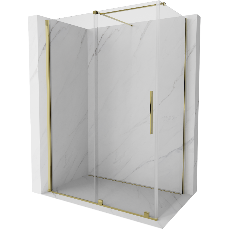Mexen Velar kabina prysznicowa rozsuwana 140 x 75 cm, transparent, złota - 871-140-075-01-50