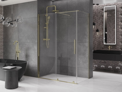 Mexen Velar klizna tuš kabina klizna 150 x 85 cm, prozirna, zlatna - 871-150-085-01-50
