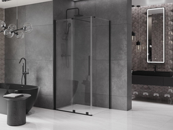 Mexen Velar ausziehbare Duschabtrennung 100 x 80 cm, transparent, Schwarz - 871-100-080-01-70