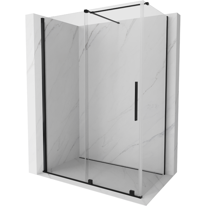Mexen Velar ausziehbare Duschabtrennung 150 x 90 cm, transparent, Schwarz - 871-150-090-01-70