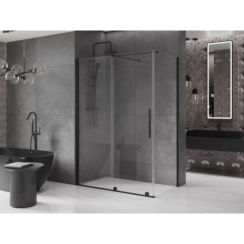 Mexen Velar klizna tuš kabina klizna 160 x 75 cm, prozirna, crna - 871-160-075-01-70
