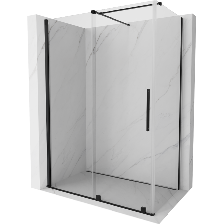 Mexen Velar schuifbare douchecabine 160 x 90 cm, transparant, zwart - 871-160-090-01-70