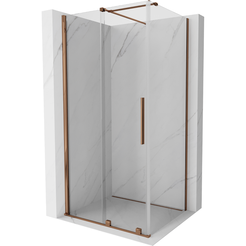 Mexen Velar Duschkabine schiebbar 90 x 80 cm, transparent, Roségold - 871-090-080-01-60