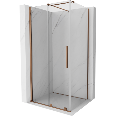 Mexen Velar Duschkabine schiebbar 90 x 80 cm, transparent, Roségold - 871-090-080-01-60