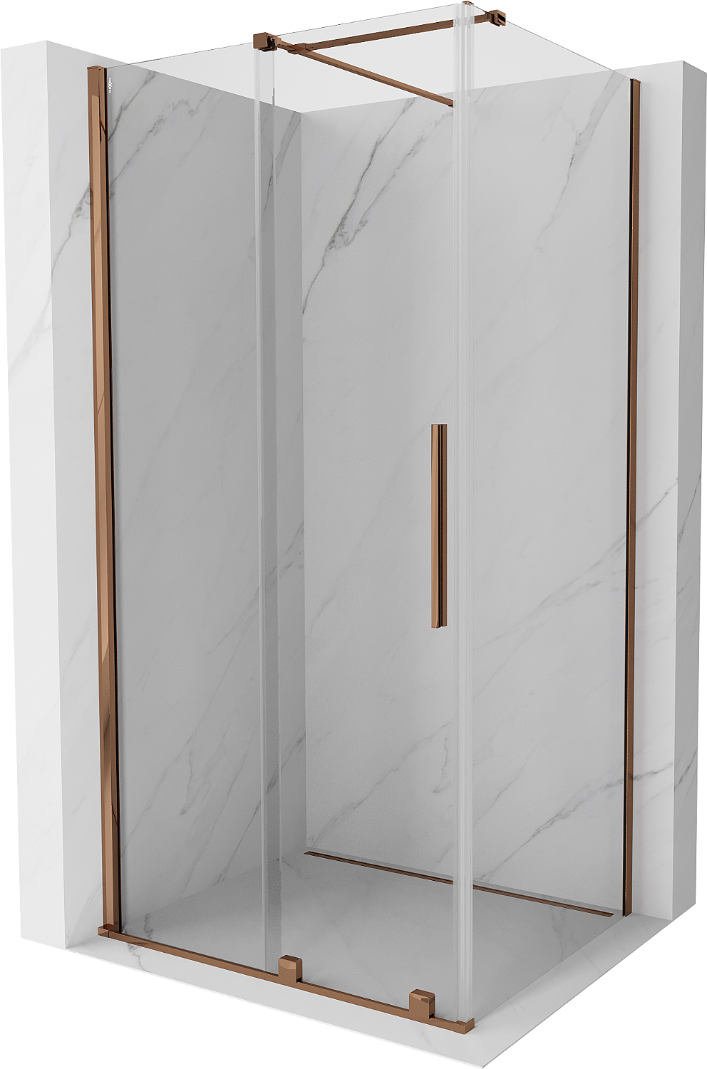 Mexen Velar kabina prysznicowa rozsuwana 90 x 100 cm, transparent, różowe złoto - 871-090-100-01-60