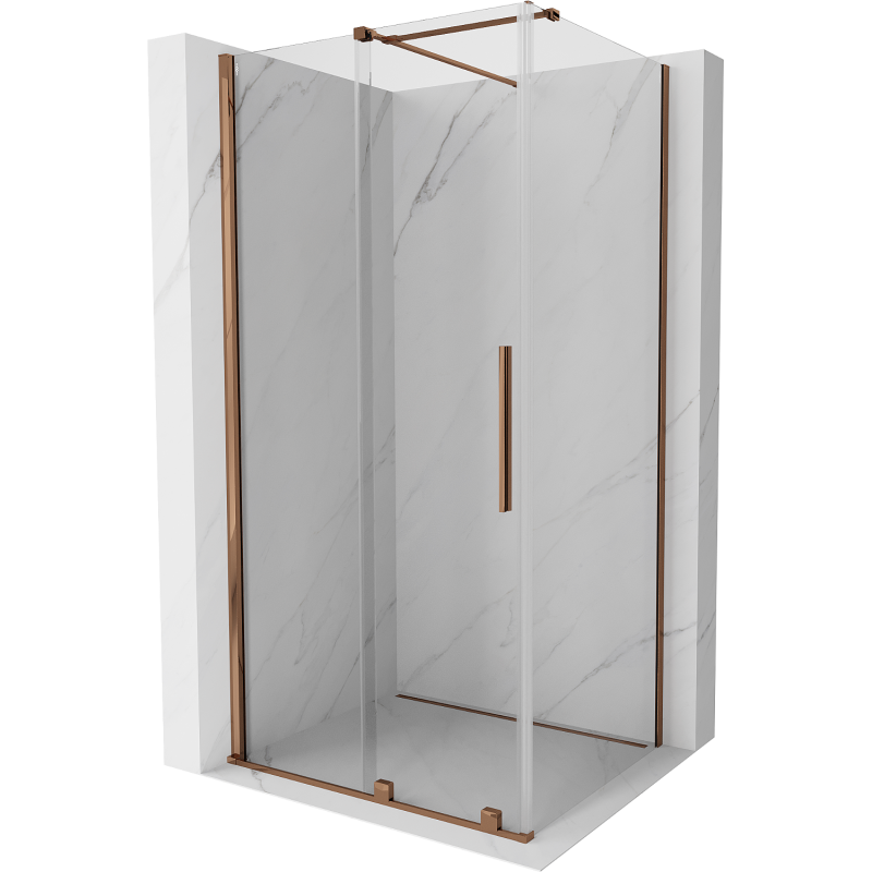 Mexen Velar schuifdouchecabine 110 x 100 cm, transparant, roze goud - 871-110-100-01-60
