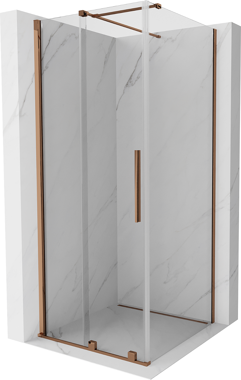 Mexen Velar kabina prysznicowa rozsuwana 90 x 90 cm, transparent, różowe złoto - 871-090-090-01-60