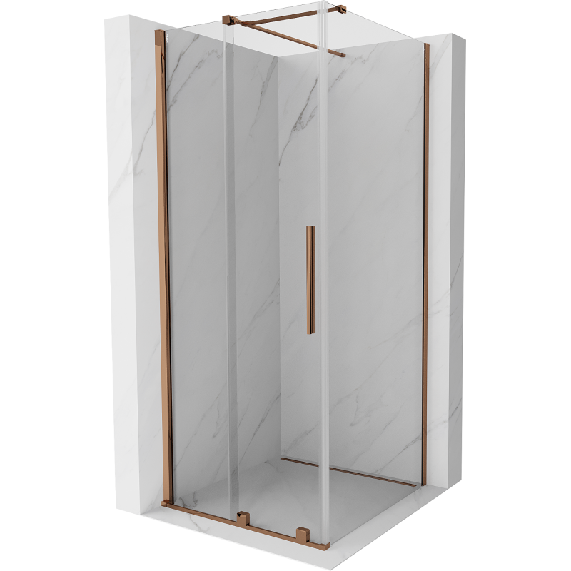 Mexen Velar Duschkabine Schiebetür 100 x 100 cm, transparent, Roségold - 871-100-100-01-60