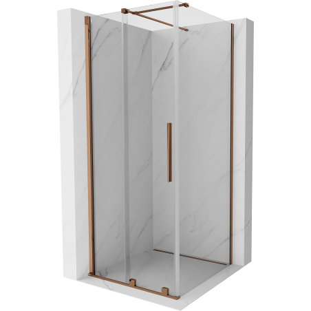 Mexen Velar Duschkabine Schiebetür 100 x 100 cm, transparent, Roségold - 871-100-100-01-60