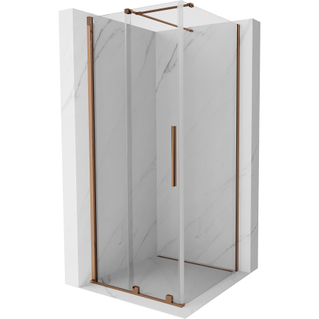 Mexen Velar kabina prysznicowa rozsuwana 100 x 100 cm, transparent, różowe złoto - 871-100-100-01-60
