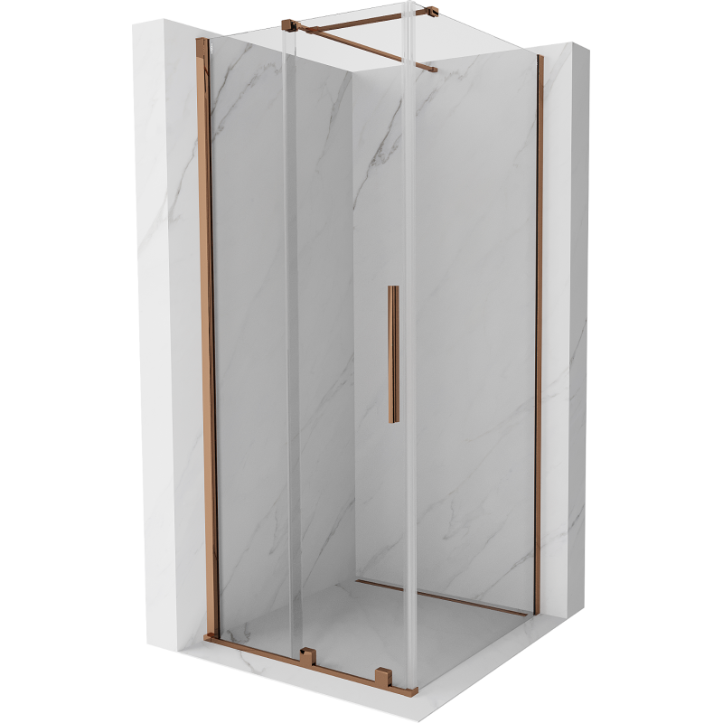 Mexen Velar Skjutbar duschkabin 120 x 120 cm, transparent, roséguld - 871-120-120-01-60