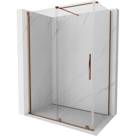 Mexen Velar klizna za tuš s kliznim vratima 140 x 75 cm, prozirna, roza zlato - 871-140-075-01-60