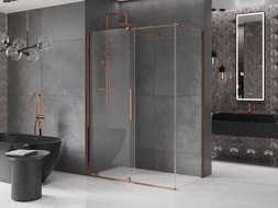Mexen Velar sliding shower cabin 140 x 75 cm, transparent, rose gold - 871-140-075-01-60