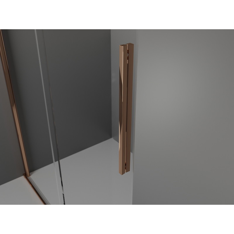 Mexen Velar klizna za tuš s kliznim vratima 140 x 75 cm, prozirna, roza zlato - 871-140-075-01-60