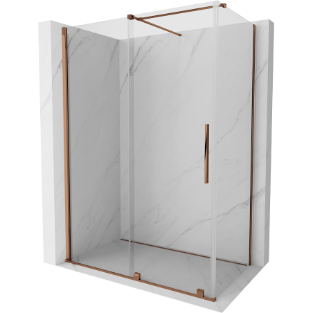 Mexen Velar cabine de douche coulissante 140 x 85 cm, transparent, or rose - 871-140-085-01-60