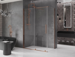Mexen Velar sliding shower enclosure 150 x 70 cm, transparent, rose gold - 871-150-070-01-60
