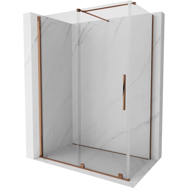 Mexen Velar kabina prysznicowa rozsuwana 150 x 80 cm, transparent, różowe złoto - 871-150-080-01-60
