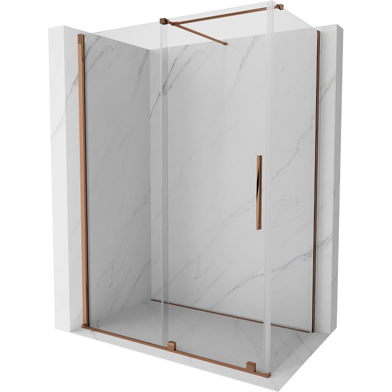 Mexen Velar cabine de duche deslizante 160 x 85 cm, transparente, ouro rosa - 871-160-085-01-60