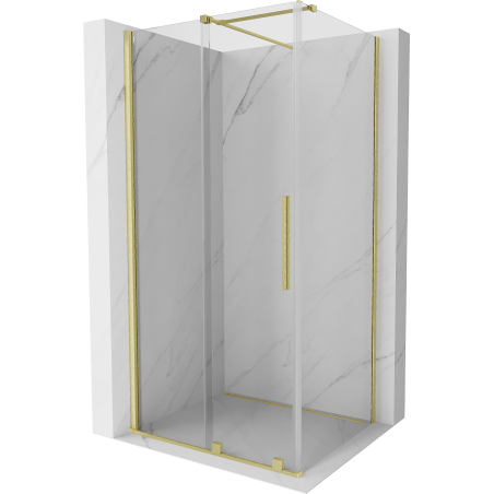 Mexen Velar cabina de ducha corrediza 90 x 85 cm, transparente, oro cepillado - 871-090-085-01-55