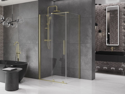 Mexen Velar sliding shower cabin 90 x 110 cm, transparent, brushed gold - 871-090-110-01-55