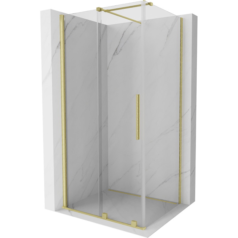 Mexen Velar klizna kabina za tuš s kliznim vratima 120 x 70 cm, prozirna, zlatna brušena - 871-120-070-01-55