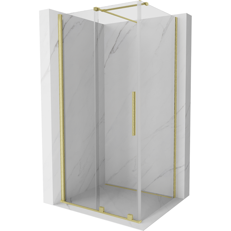 Mexen Velar Duschkabine schiebbar 130 x 100 cm, transparent, gold gebürstet - 871-130-100-01-55