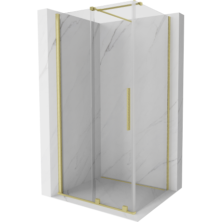 Mexen Velar Duschkabine schiebbar 130 x 100 cm, transparent, gold gebürstet - 871-130-100-01-55