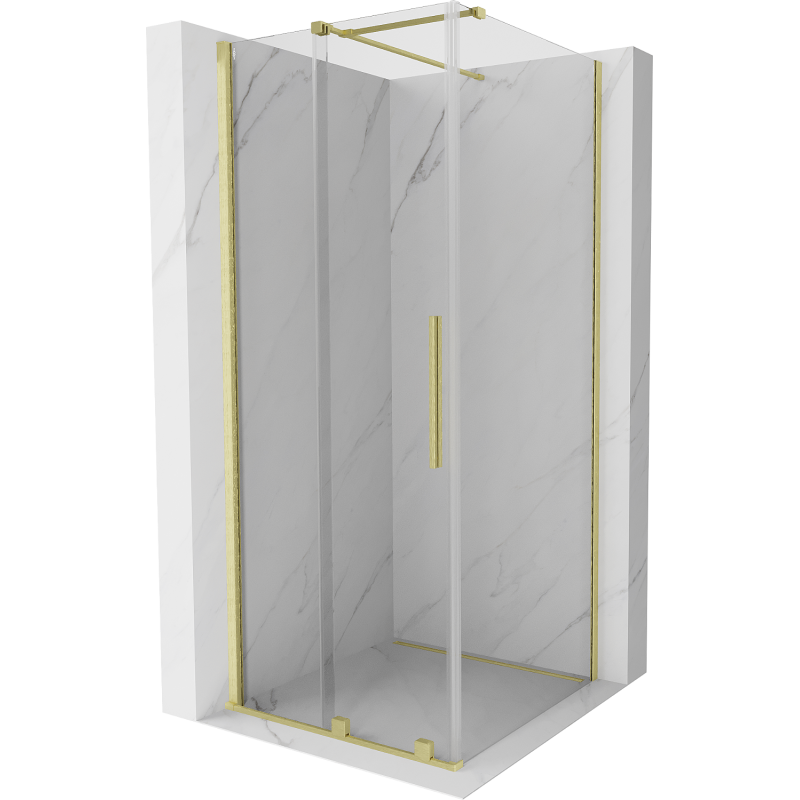 Mexen Velar cabina doccia scorrevole 90 x 90 cm, trasparente, oro spazzolato - 871-090-090-01-55